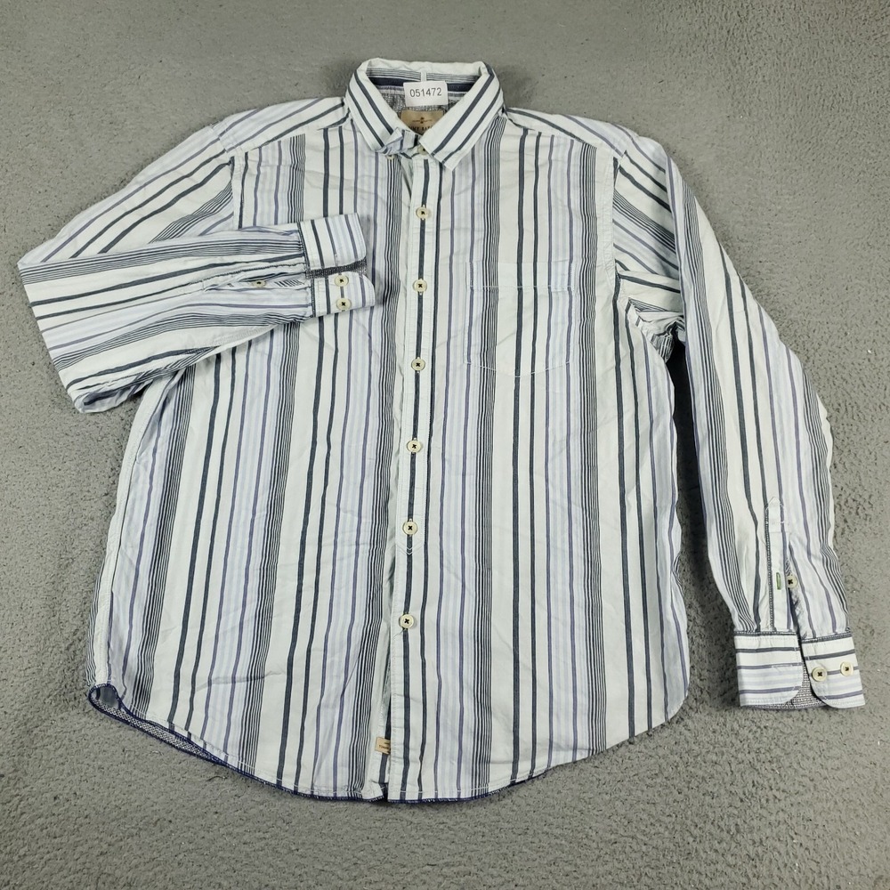 Tommy Bahama Shirt Mens Size Large Blue Striped Casual Button Up Long Sleeve *